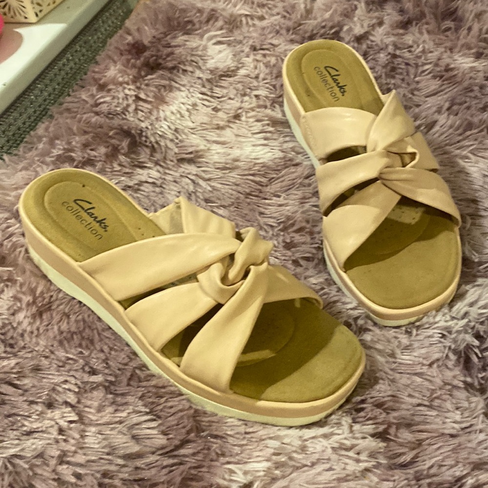 CLARKS ULTIMATE COMFORT SANDAL Size9W palepink wedge